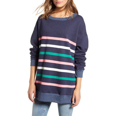 Wildfox Multicolor Stripe Roadtrip Cotton Blend Sweatshirt, Blue