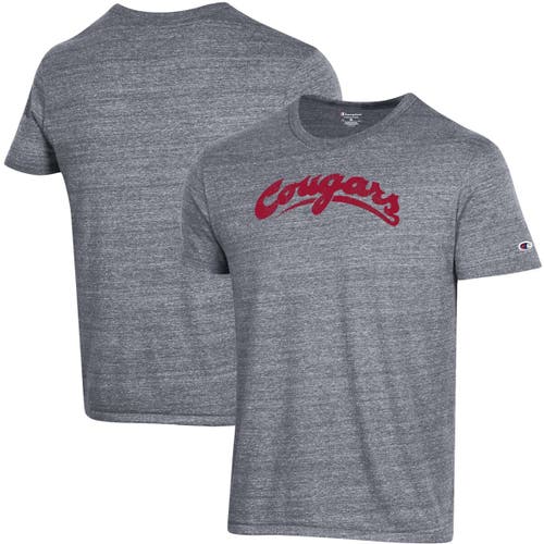Men's Champion Charcoal Washington State Cougars Vault Logo Tri-Blend T-Shirt