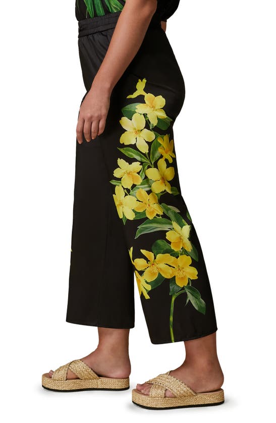 Shop Marina Rinaldi Gersa Floral Wide Leg Pants In Black