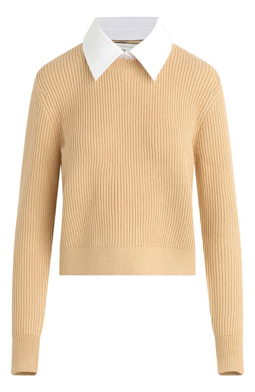 Shop Favorite Daughter The Katie Removable Collar Rib Sweater In Warm Sand/white