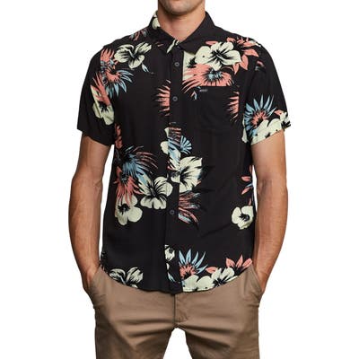 Rvca Romeo Slim Fit Floral Print Shirt, Black