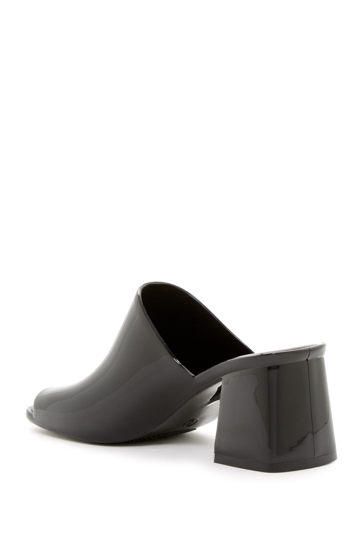 SH51 Jeffrey Campbell Womens Shoes Petra Jelly Block Heel Mules Black Glitter 