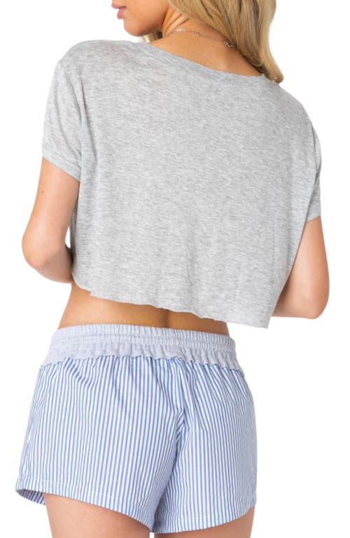 Edikted Seville Burnout Crop T-shirt In Gray-melange