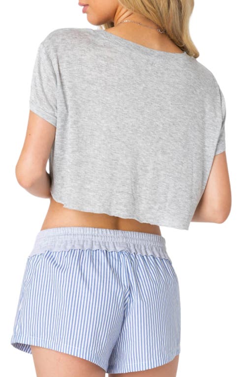 Shop Edikted Seville Burnout Crop T-shirt In Gray-melange