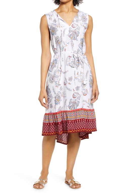 beachlunchlounge Lou Lou Belted Sleeveless Shift Dress in Blanc Royale