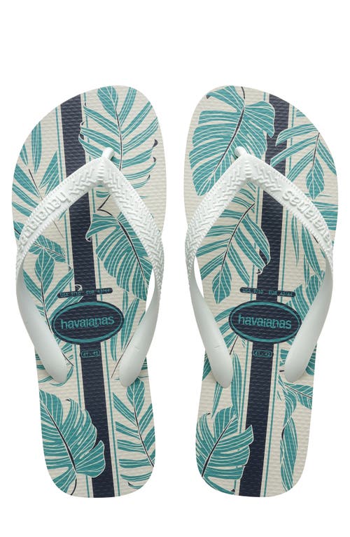 Shop Havaianas Aloha Flip Flop In White/white/indigo Blue