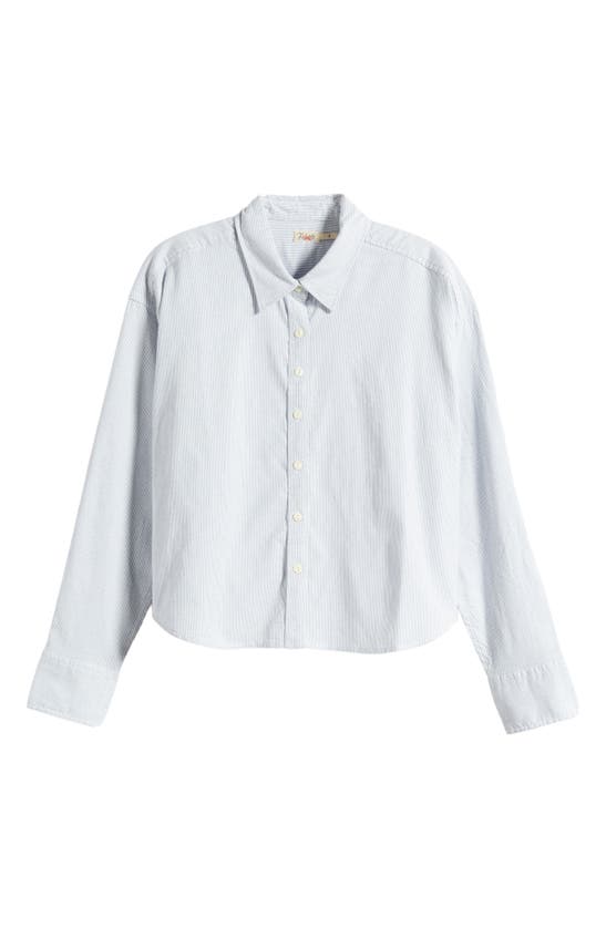 Shop Faherty Crop Stretch Oxford Button-up Shirt In Classic Stripe