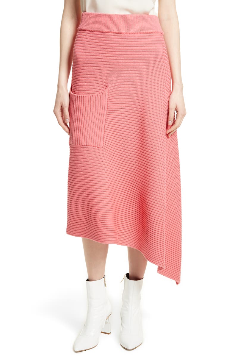 Tibi Asymmetrical Rib Merino Wool Skirt | Nordstrom