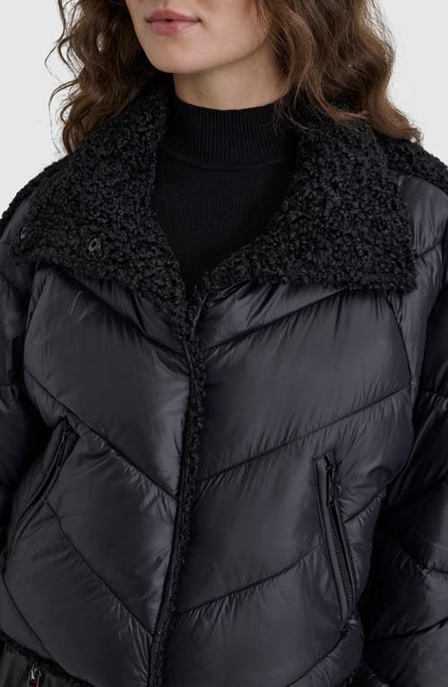 Shop Dkny Faux Shearling Lined Quilted Jacket In Black