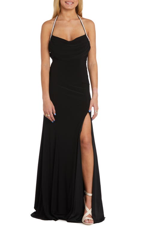 Drape Front Gown in Black