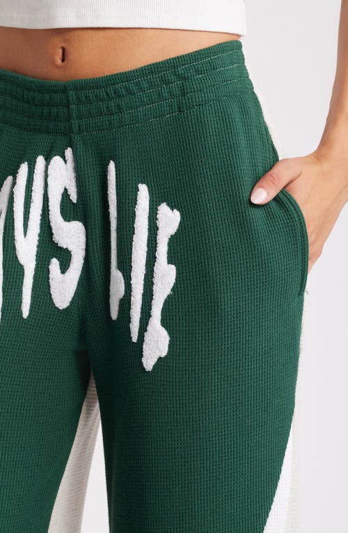 Shop Boys Lie Private School Colorblock Thermal Sweatpants In Green