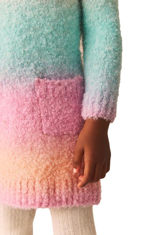 Next Kids' Ombré Stripe Bouclé Long Sleeve Sweater Dress In Pink