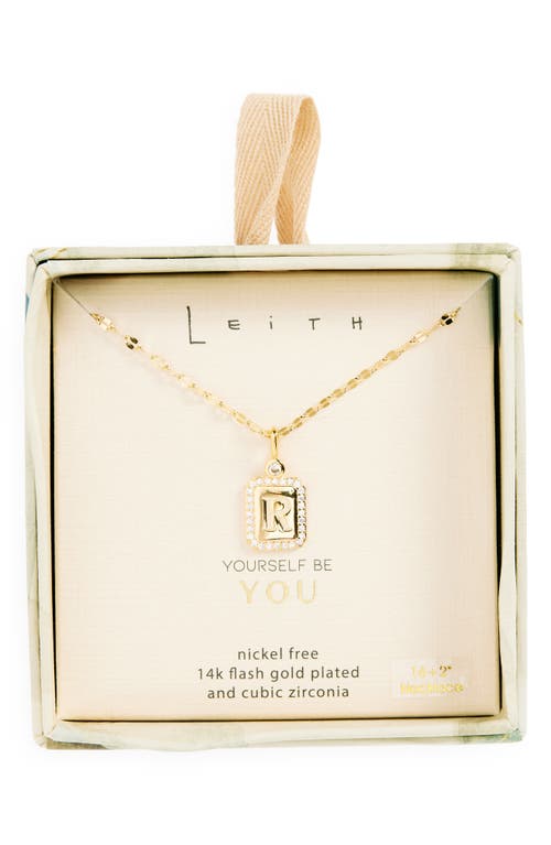 Leith Initial Pendant Necklace In R- Clear- Gold