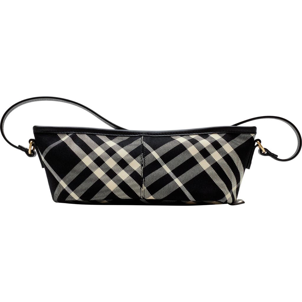 Shop Burberry Check Mini Bag In Black/calico