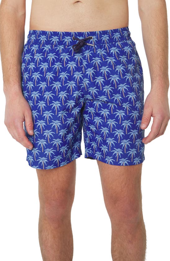 Shop Slate & Stone Cabo Swim Trunks In Blue Palm Tree