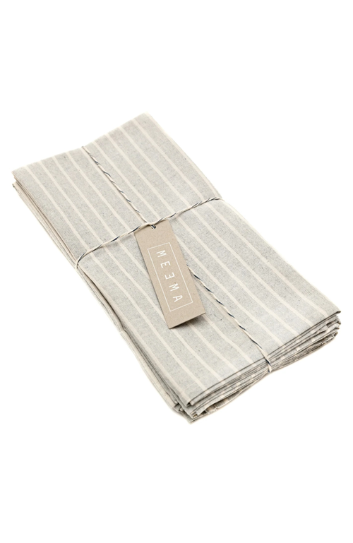 Shop Meema Striped Cotton Napkin Set Of 4 In Grey