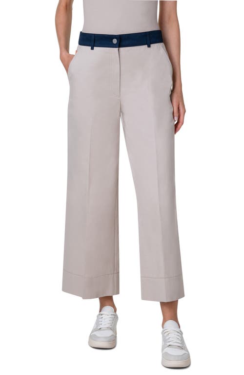 Chiara Crop Wide Leg Pants in Beige-Navy-Orange