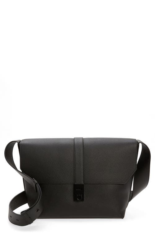 FERRAGAMO Twins Leather Messenger Bag in Nero at Nordstrom