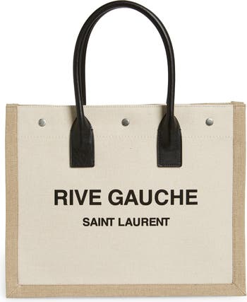 Saint Laurent Small Rive Gauche Tote Bag in Greggio & Naturale