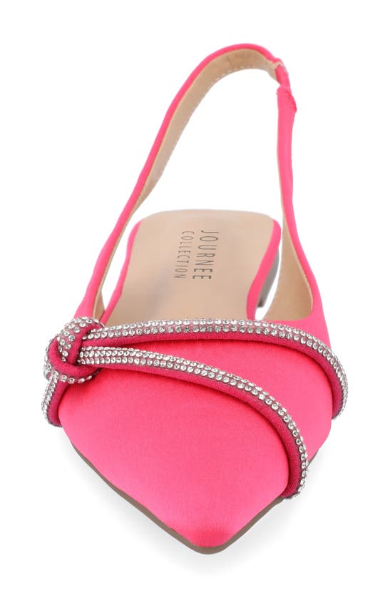 Journee Collection Rebbel Pavé Crystal Knot Slingback Flat In Pink