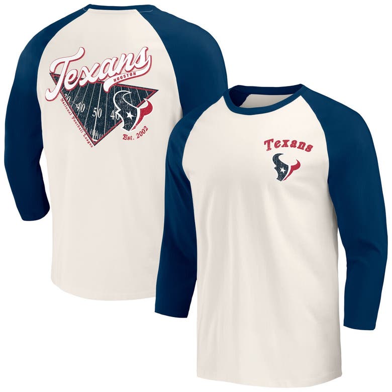 Darius Rucker Collection By Fanatics Navy/white Houston Texans Raglan 3/4 Sleeve T-shirt