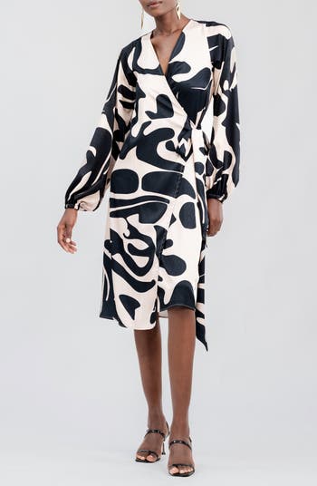 DIARRABLU Lala Long Sleeve Midi Wrap Dress | Nordstrom