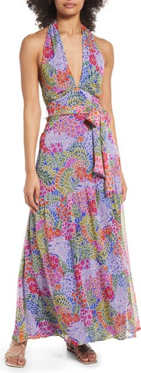 BTFL-life Floral Halter Neck Maxi Dress | Nordstrom