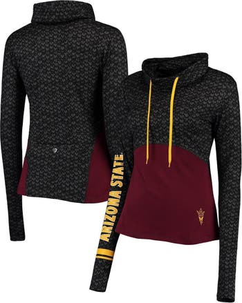 Women's Colosseum Black/Maroon Arizona State Sun Devils Scaled Mock Neck  Fitted Pullover