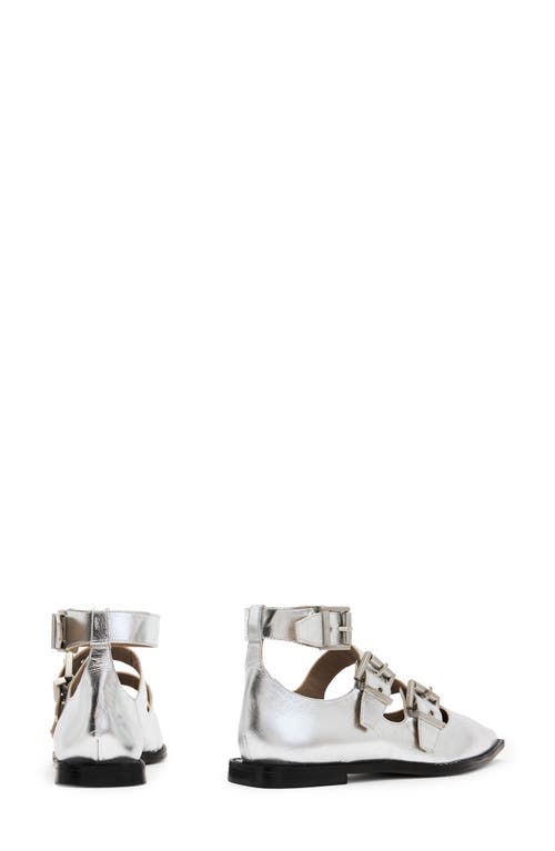 Shop Allsaints Susan Pointed Toe Flat In Silver