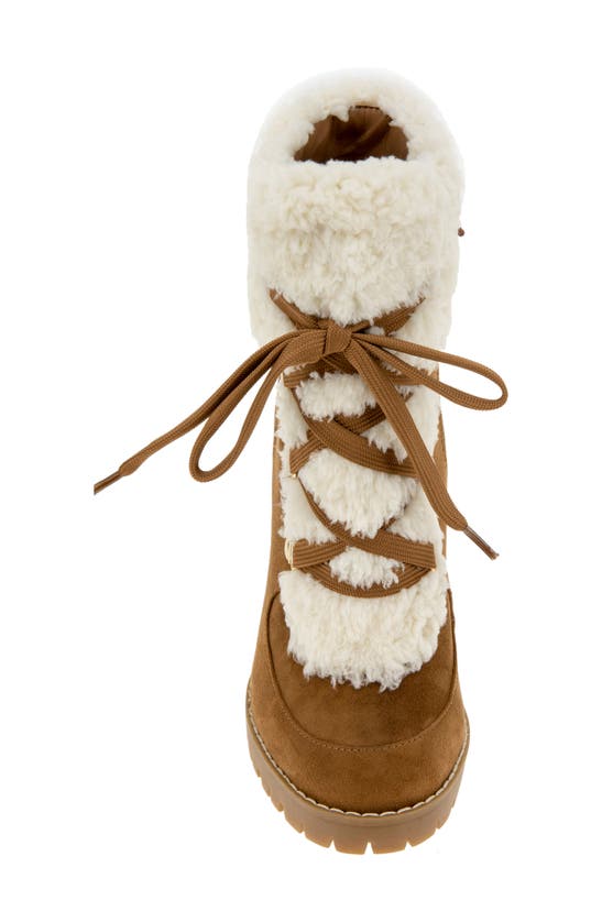 Bcbgeneration Palli Faux Shearling Lace-up Bootie In Camel