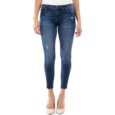 Kut From The Kloth Connie Distressed Raw Hem Ankle Skinny Jeans, Blue