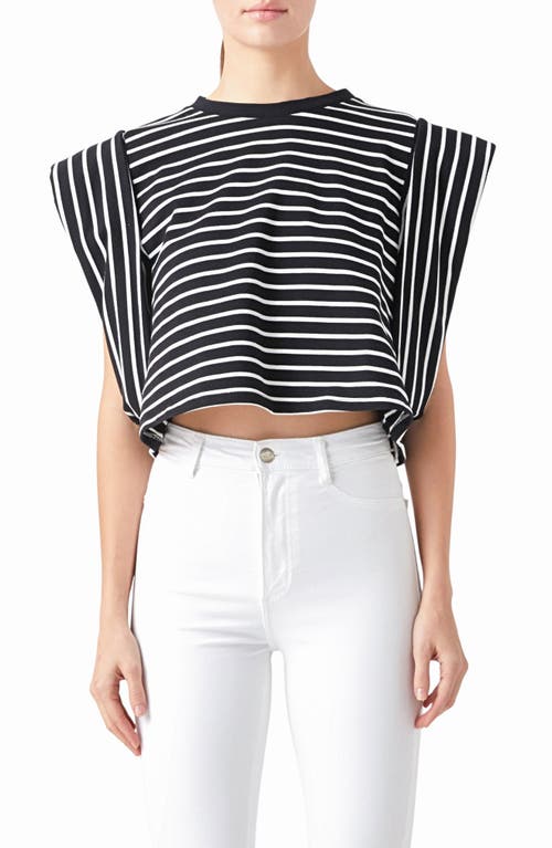 Endless Rose Stripe Crop T-shirt In Black/white