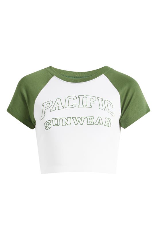 Shop Pacsun Logo Outline Raglan Sleeve Crop T-shirt In Bright White
