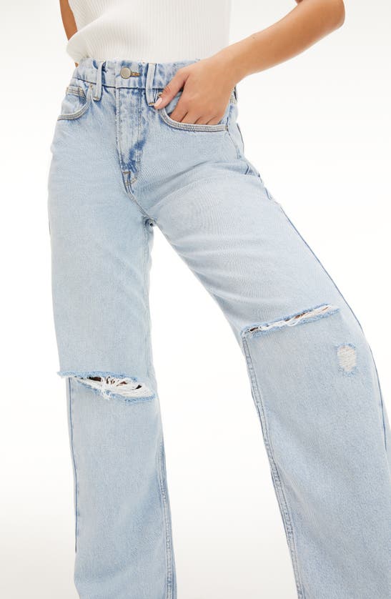 Shop Good American Good '90s Ripped Straight Leg Jeans In Blue542