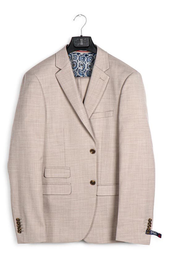 Soul Of London Solid Two-button Suit In Sand