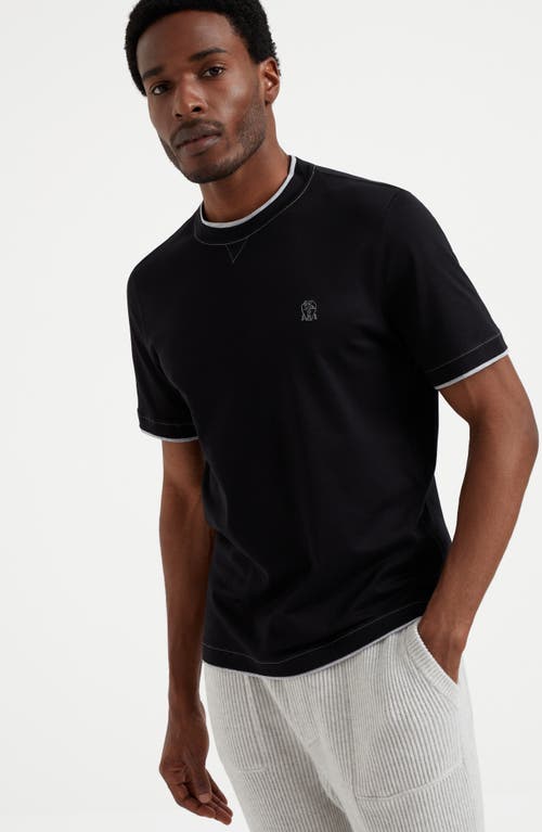 Shop Brunello Cucinelli T-shirt With Faux-layering In Black