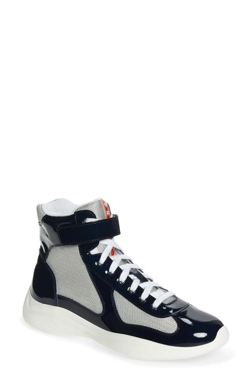 Prada America's Cup Bike High Top Trainer In Royal/argento