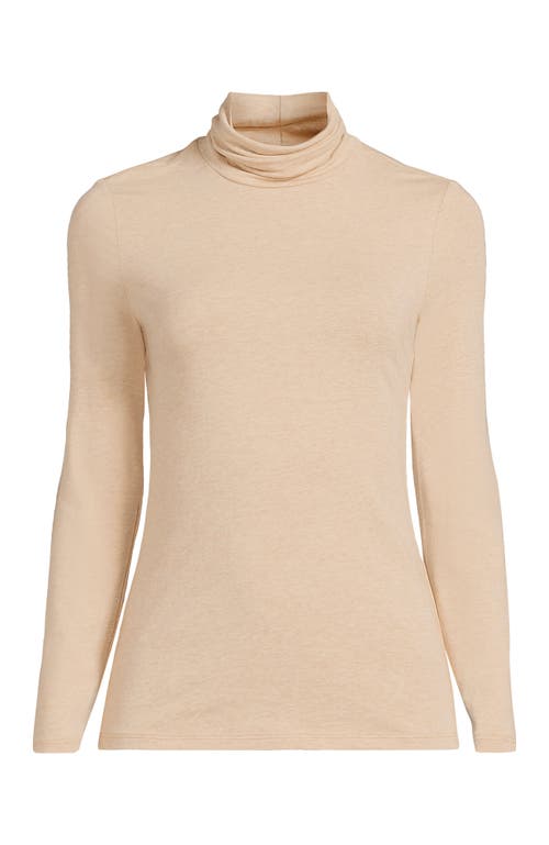 Shop Lands' End Plus Size Lightweight Jersey Skimming Long Sleeve Turtleneck In French Pecan Heather