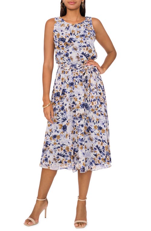 Chaus Floral Sleeveless Midi Dress Beige/Blue at Nordstrom,