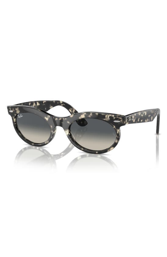 Ray Ban Wayfarer Oval Sunglasses Grey Havana Frame Grey Lenses 53-22 In Gunmetal Tort