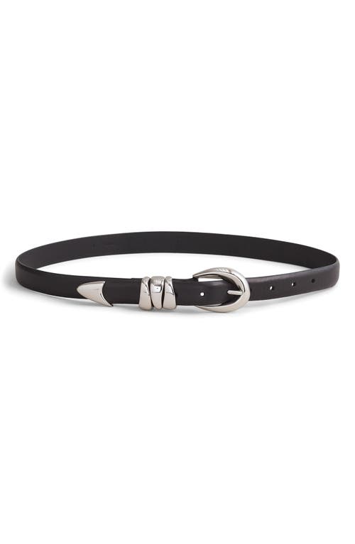 Madewell Chunky Metal Leather Belt In True Black/silver