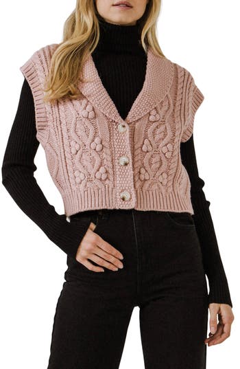 Endless Rose Cropped Sweater Vest In Dusty Pink