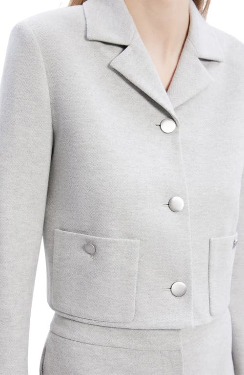 Shop Theory Boxy Crop Jacket In Light Grey Melange