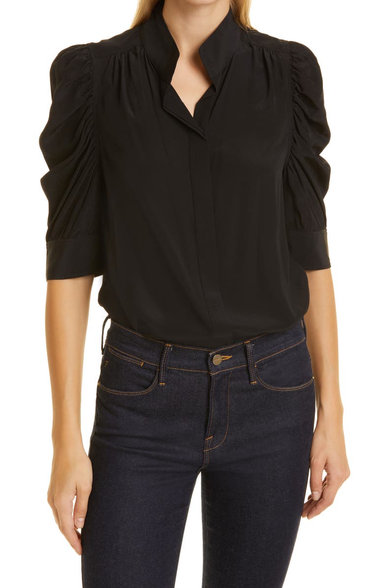 FRAME Gillian Puff Sleeve Silk Blouse | Nordstrom