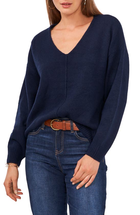 Vince Camuto Cozy Seam Sweater In Classic Navy