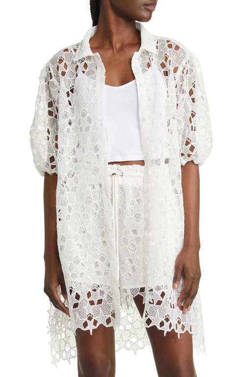 7 For All Mankind Lace Tunic Shirt in Antique White at Nordstrom, Size X-Large