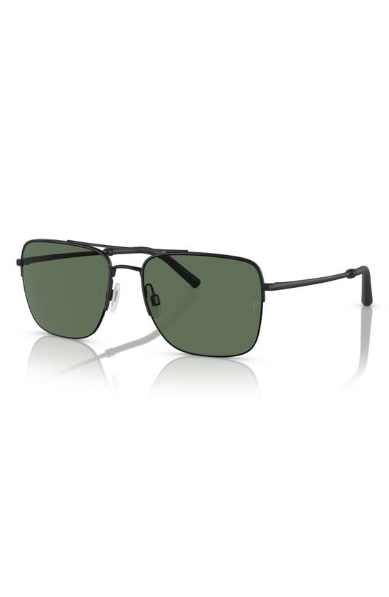 Oliver Peoples Roger Federer 56mm Polarized Pilot Sunglasses In Matte Black Polarized