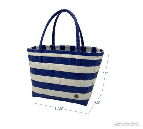 Shop Handed By Paris Spirit Recycled Tote Bags In Blue/maize Classic Weave