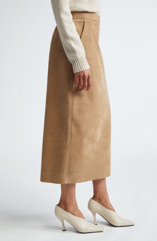 Shop Max Mara Calcio Suede Pencil Skirt In Turtledove