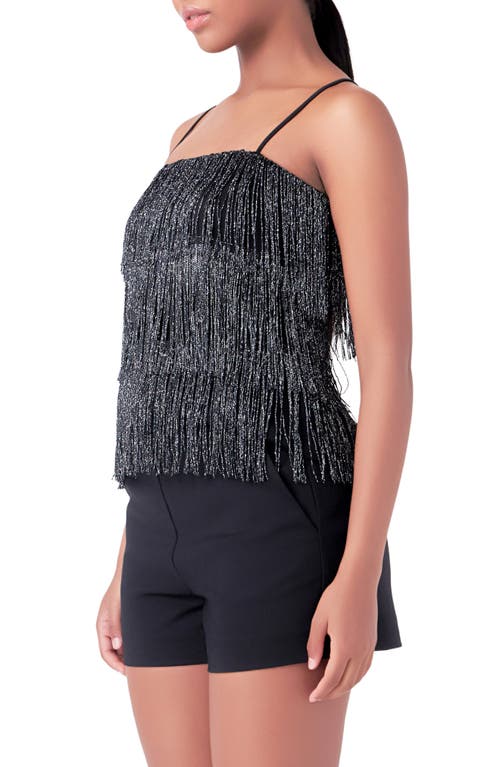 Endless Rose Beaded Fringe Top In Black